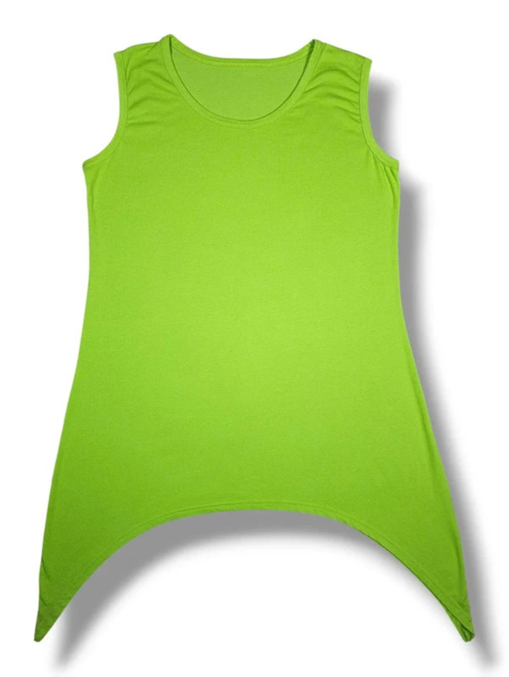 Neon Green Oversized Sleeveless Tunic Tank Sharkbite Hem Y2K Festival Medium